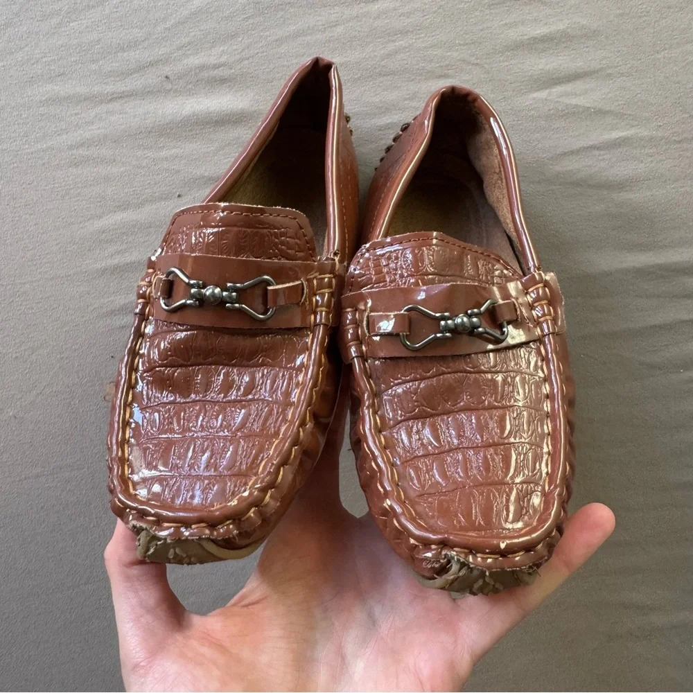 Kids Boys Woven Buckle Moccasin Loafers Dress Shoe